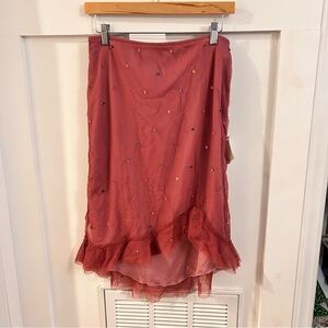 Betsey Johnson Vintage Pink Multi-Color Embellished A-Line Skirt Size M